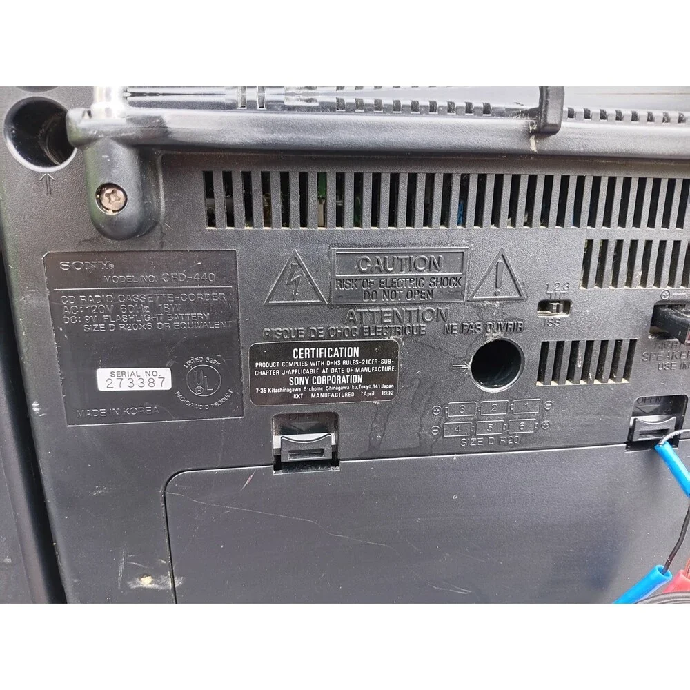 Sony CFD‑440 Boombox AM/FM CD Cassette Player Portable Stereo Tested Working